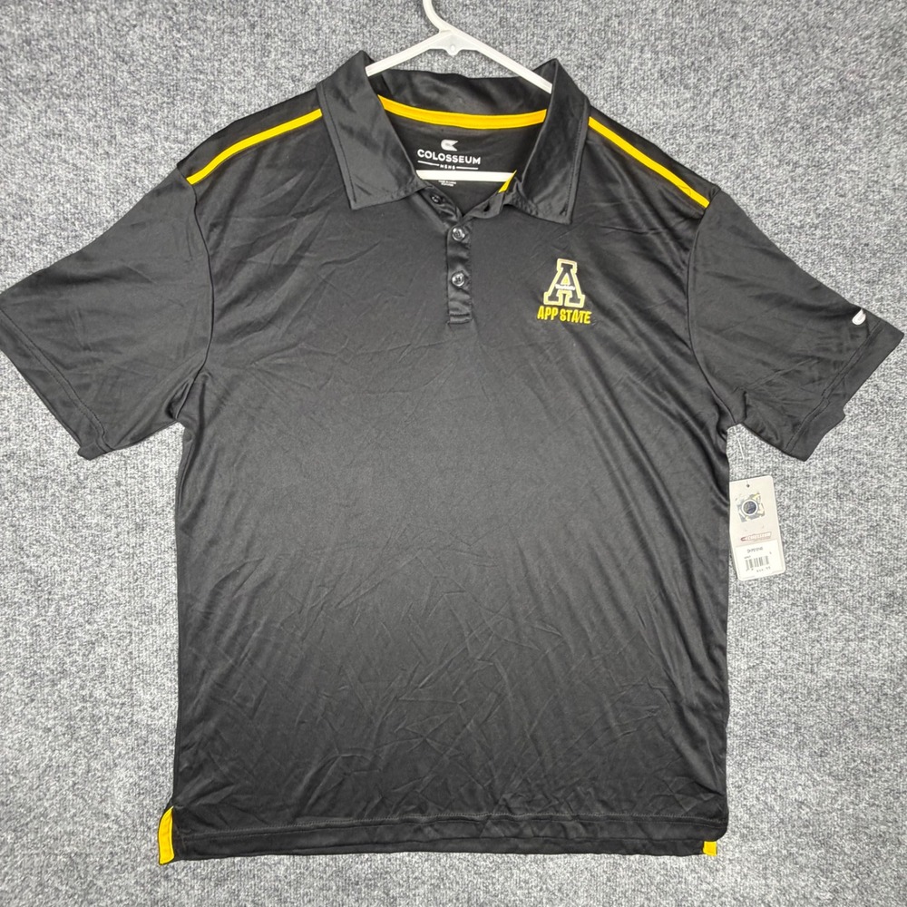 Colosseum App State Mountaineers Mens‎ Large Black Gold Performance Shirt NEW